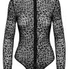Noir Body Aus Powernet Mit Leo-Samtflockprint