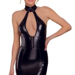 Noir Kleid Im Matt Glänzendem Powerwetlook