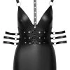 Cottelli Bondage Kleid Im Mattlook Mit Halsband Und 3fach-Gürtel, Alles Abnehmbar