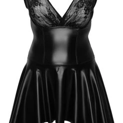 Noir Kleid Im Mix Aus Powerwetlook Und Spitze