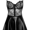 Noir Kleid Im Edlen Material-Mix