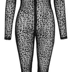 Noir Overall Aus Powernet Mit Leo-Samtflockprint