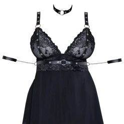 Cottelli Bondage Babydoll Plus Bondage-Schal, Halsband Und Armfesseln