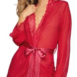 La Finesse DESSOUS Kimono Aus Feinem Powernet Mit Spitze