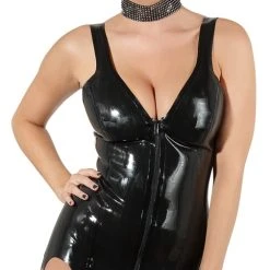 Late X Strapshemd Aus Latex, Mit Durchgehendem Reißverschluss