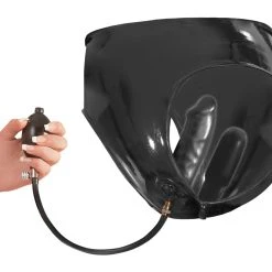 Late X Slip Aus Latex, Mit Integrietem Aufpumpbaren Doppel-Dildo